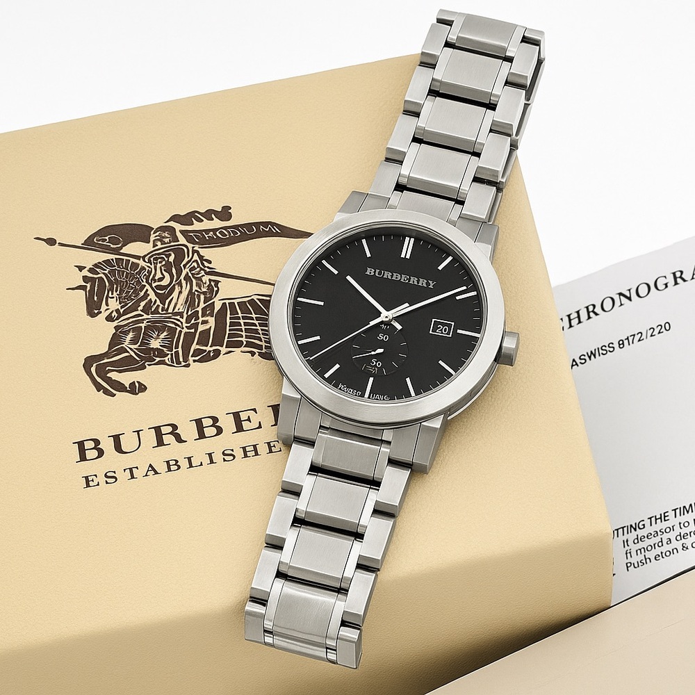 Burberry Black Dial Silver Bracelet Watch